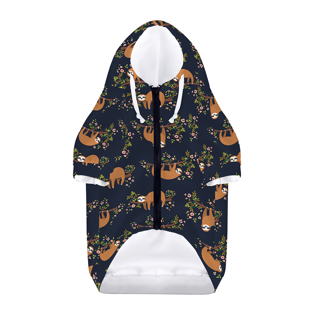 Cute Sloth Pattern Print Dog Zip Up Hoodie