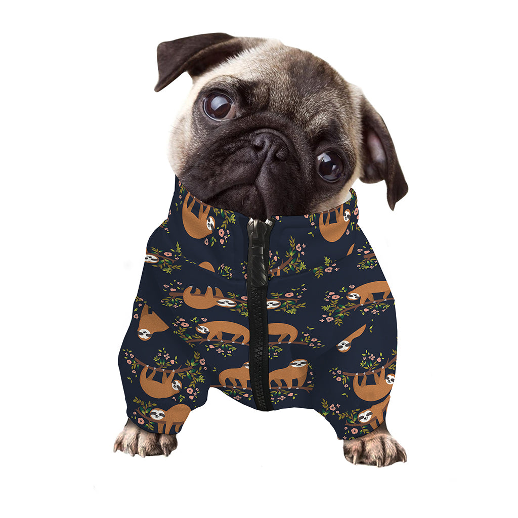 Cute Sloth Pattern Print Dog Zip Up Jacket