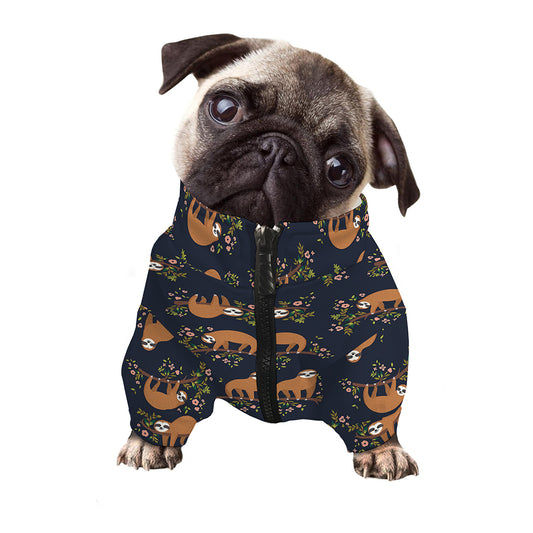 Cute Sloth Pattern Print Dog Zip Up Jacket