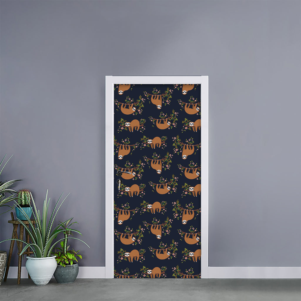 Cute Sloth Pattern Print Door Sticker