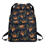 Cute Sloth Pattern Print Drawstring Backpack
