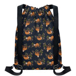 Cute Sloth Pattern Print Drawstring Backpack