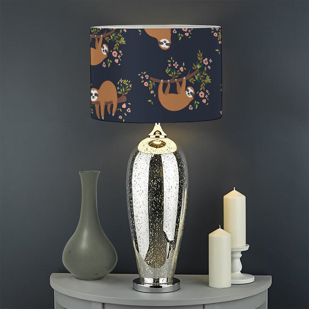 Cute Sloth Pattern Print Drum Lamp Shade