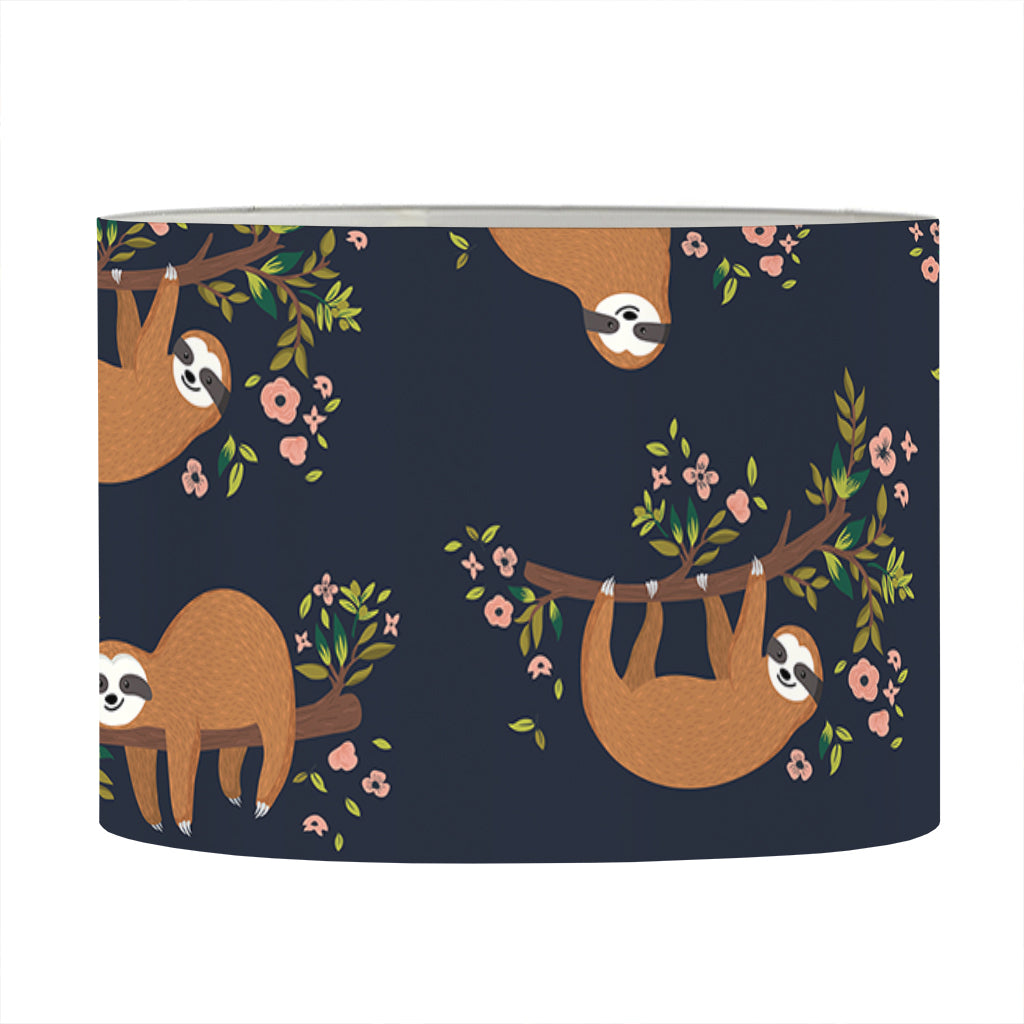 Cute Sloth Pattern Print Drum Lamp Shade