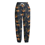 Cute Sloth Pattern Print Fleece Lined Knit Pants