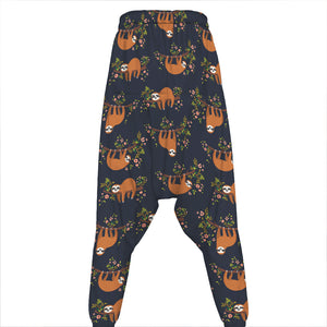 Cute Sloth Pattern Print Hammer Pants