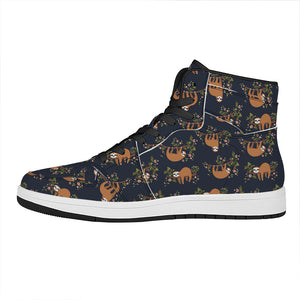 Cute Sloth Pattern Print High Top Leather Sneakers