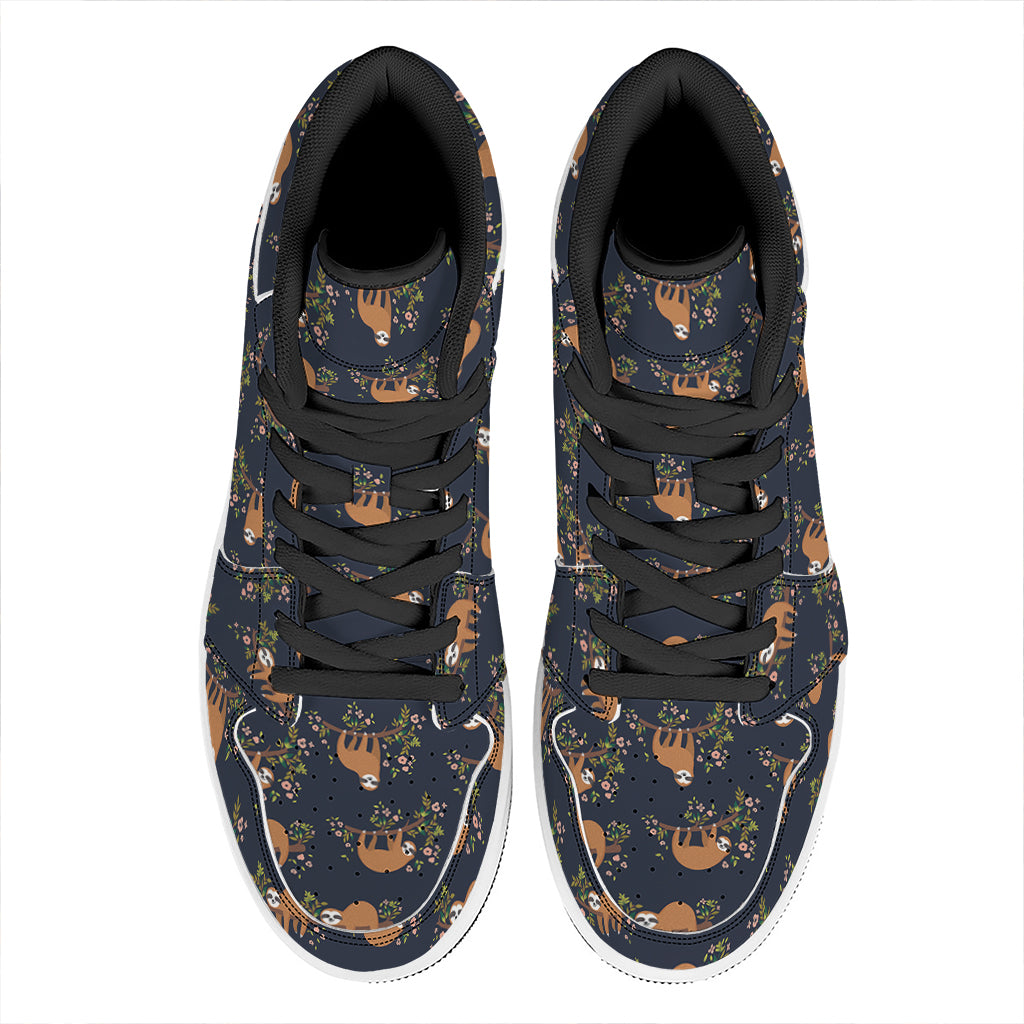 Cute Sloth Pattern Print High Top Leather Sneakers