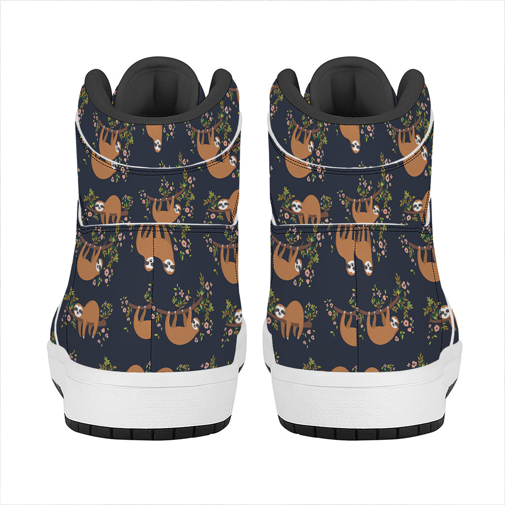 Cute Sloth Pattern Print High Top Leather Sneakers