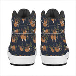 Cute Sloth Pattern Print High Top Leather Sneakers