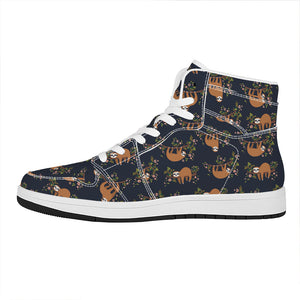 Cute Sloth Pattern Print High Top Leather Sneakers