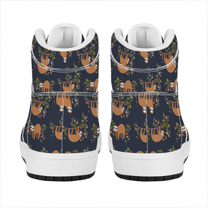 Cute Sloth Pattern Print High Top Leather Sneakers