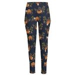 Cute Sloth Pattern Print High-Waisted Pocket Leggings