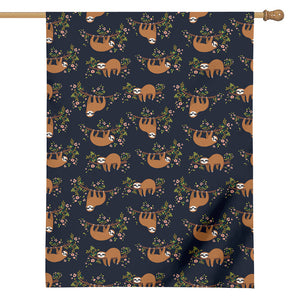 Cute Sloth Pattern Print House Flag