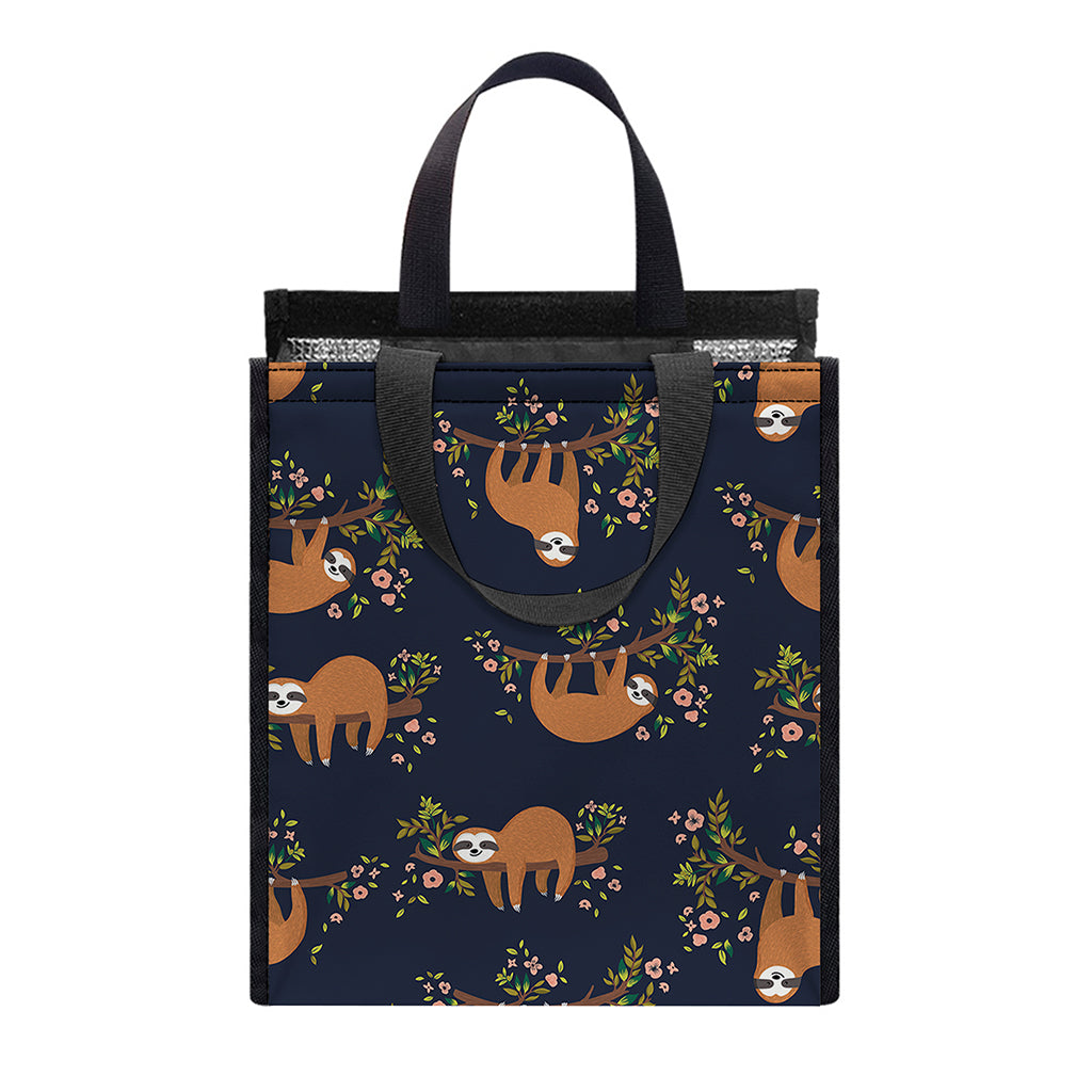 Cute Sloth Pattern Print Insulated Lunch Tote