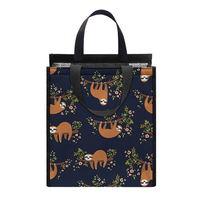 Cute Sloth Pattern Print Insulated Lunch Tote