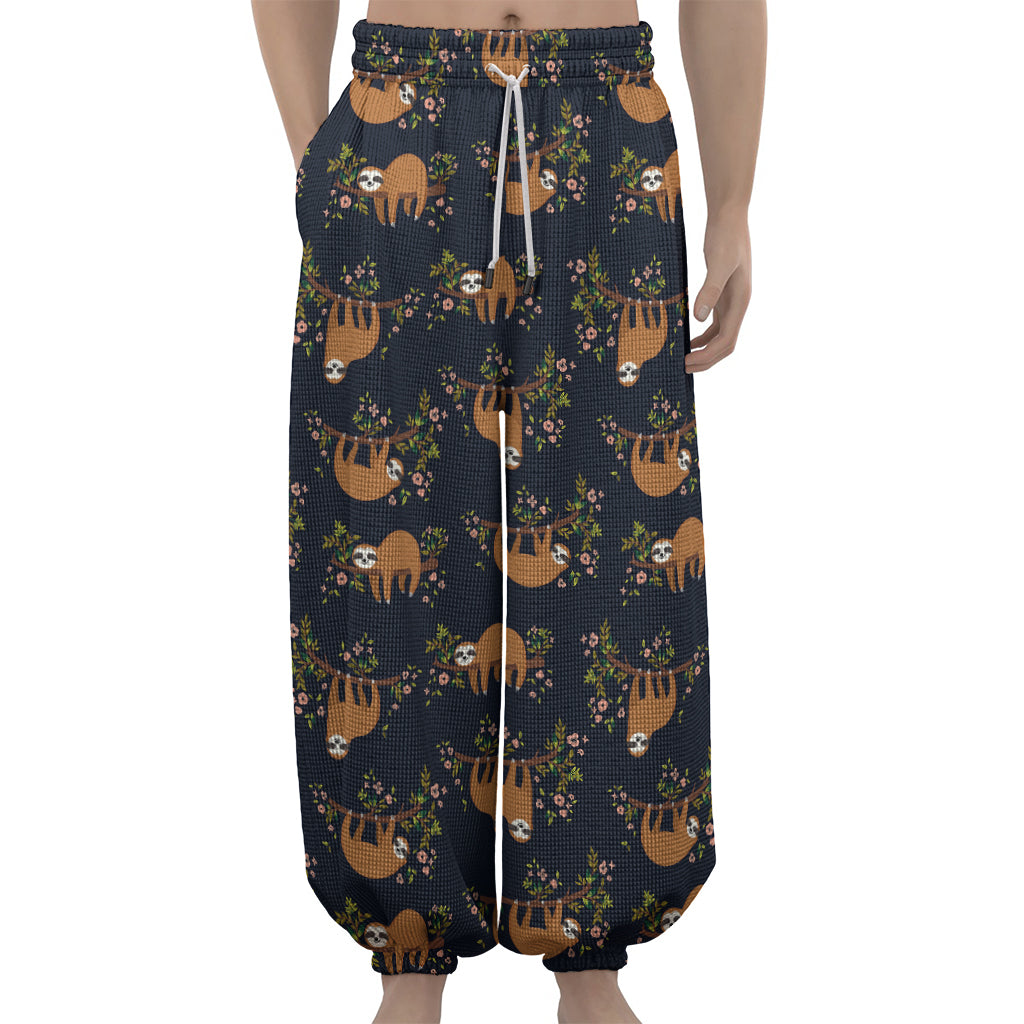 Cute Sloth Pattern Print Lantern Pants