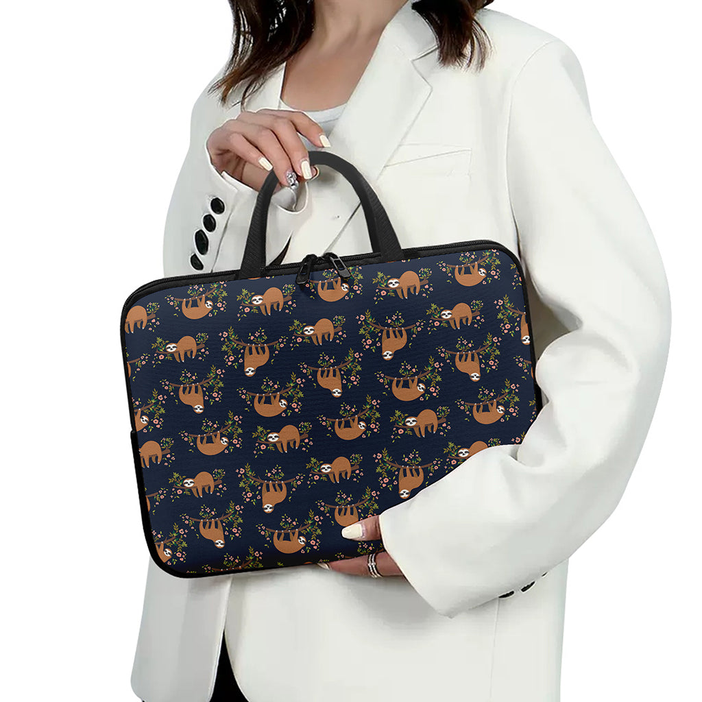 Cute Sloth Pattern Print Laptop Sleeve With Handle