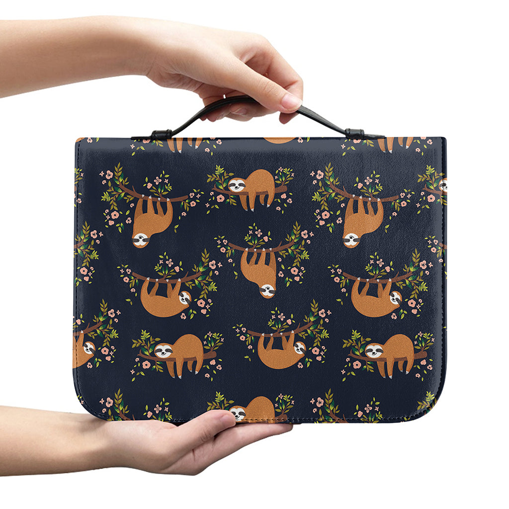 Cute Sloth Pattern Print Leather Bible Cover
