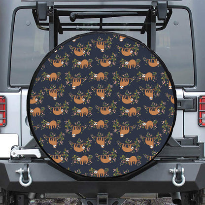 Cute Sloth Pattern Print Leather Spare Tire Cover