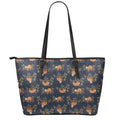 Cute Sloth Pattern Print Leather Tote Bag With Zipper