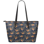 Cute Sloth Pattern Print Leather Tote Bag