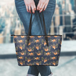 Cute Sloth Pattern Print Leather Tote Bag