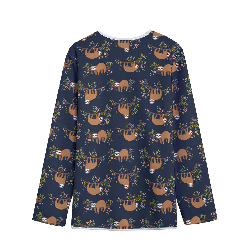 Cute Sloth Pattern Print Long Sleeve Short Coat