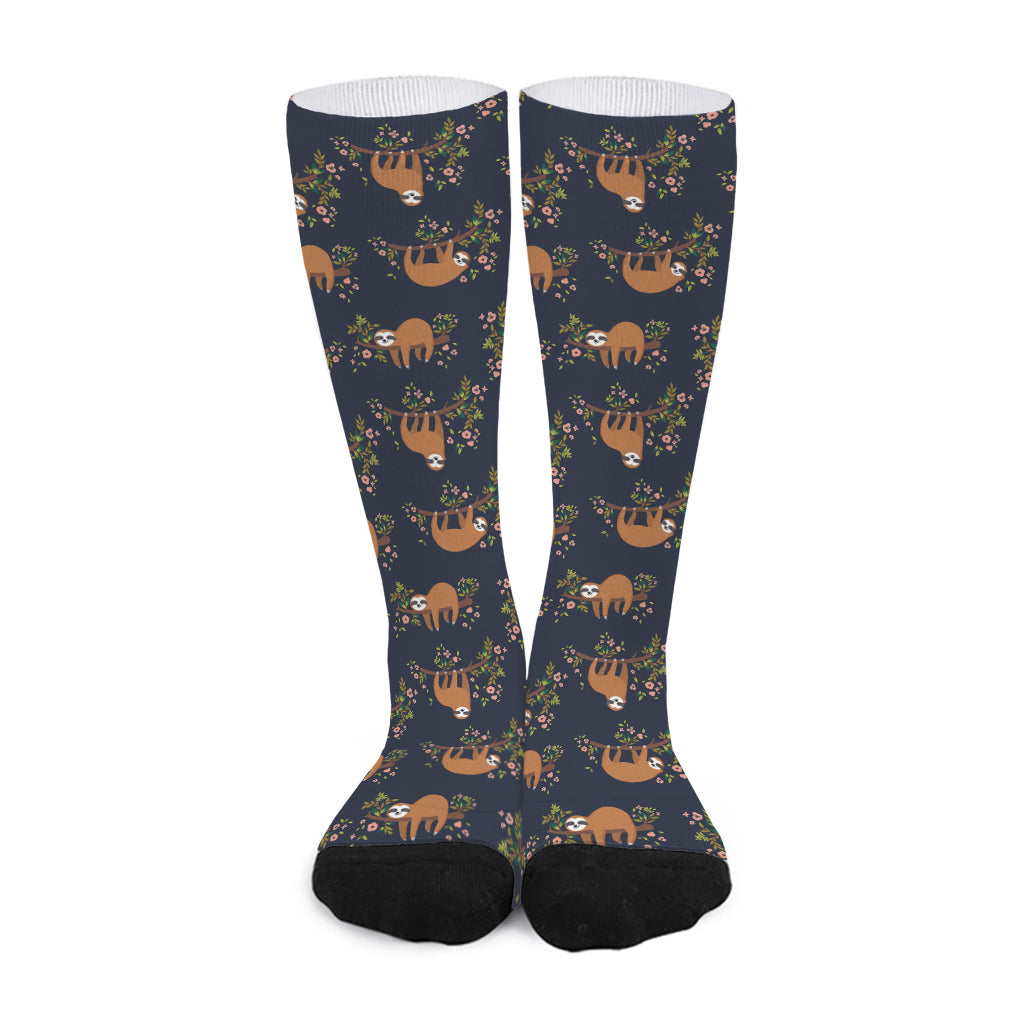 Cute Sloth Pattern Print Long Socks