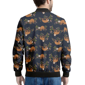 Cute Sloth Pattern Print Men's Bomber Jacket