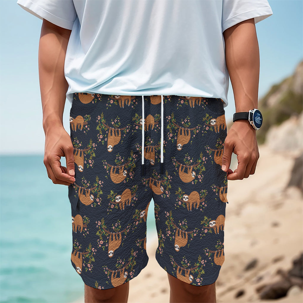 Cute Sloth Pattern Print Men's Cargo Shorts