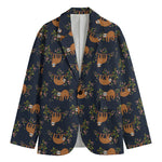 Cute Sloth Pattern Print Men's Cotton Blazer