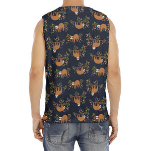 Cute Sloth Pattern Print Men's Fitness Tank Top