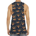 Cute Sloth Pattern Print Men's Muscle Tank Top