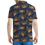 Cute Sloth Pattern Print Men's Polo Shirt