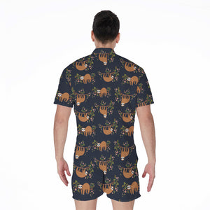 Cute Sloth Pattern Print Men's Rompers