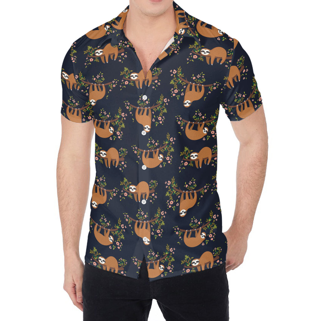 Cute Sloth Pattern Print Men's Shirt