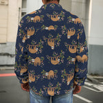 Cute Sloth Pattern Print Men's Shirt Jacket