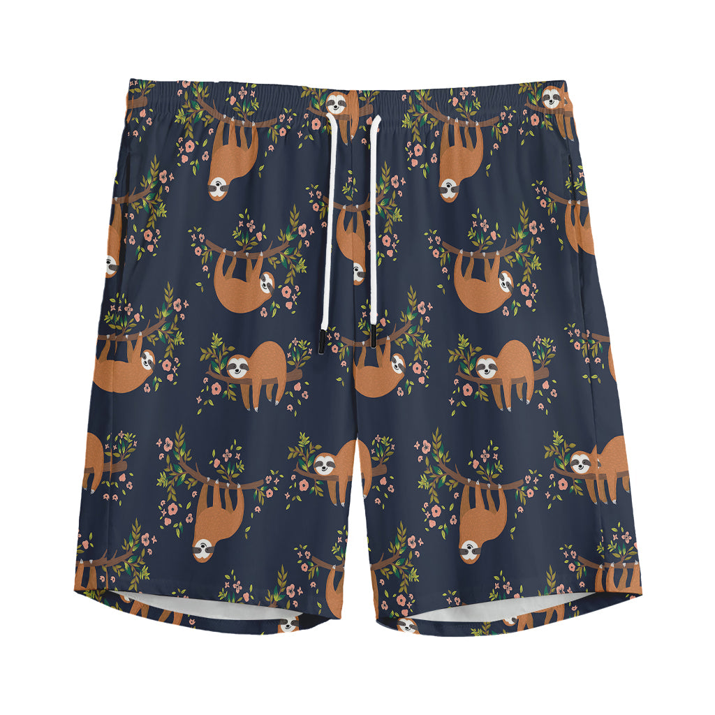 Cute Sloth Pattern Print Men's Sports Shorts