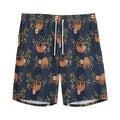 Cute Sloth Pattern Print Men's Athletic Shorts