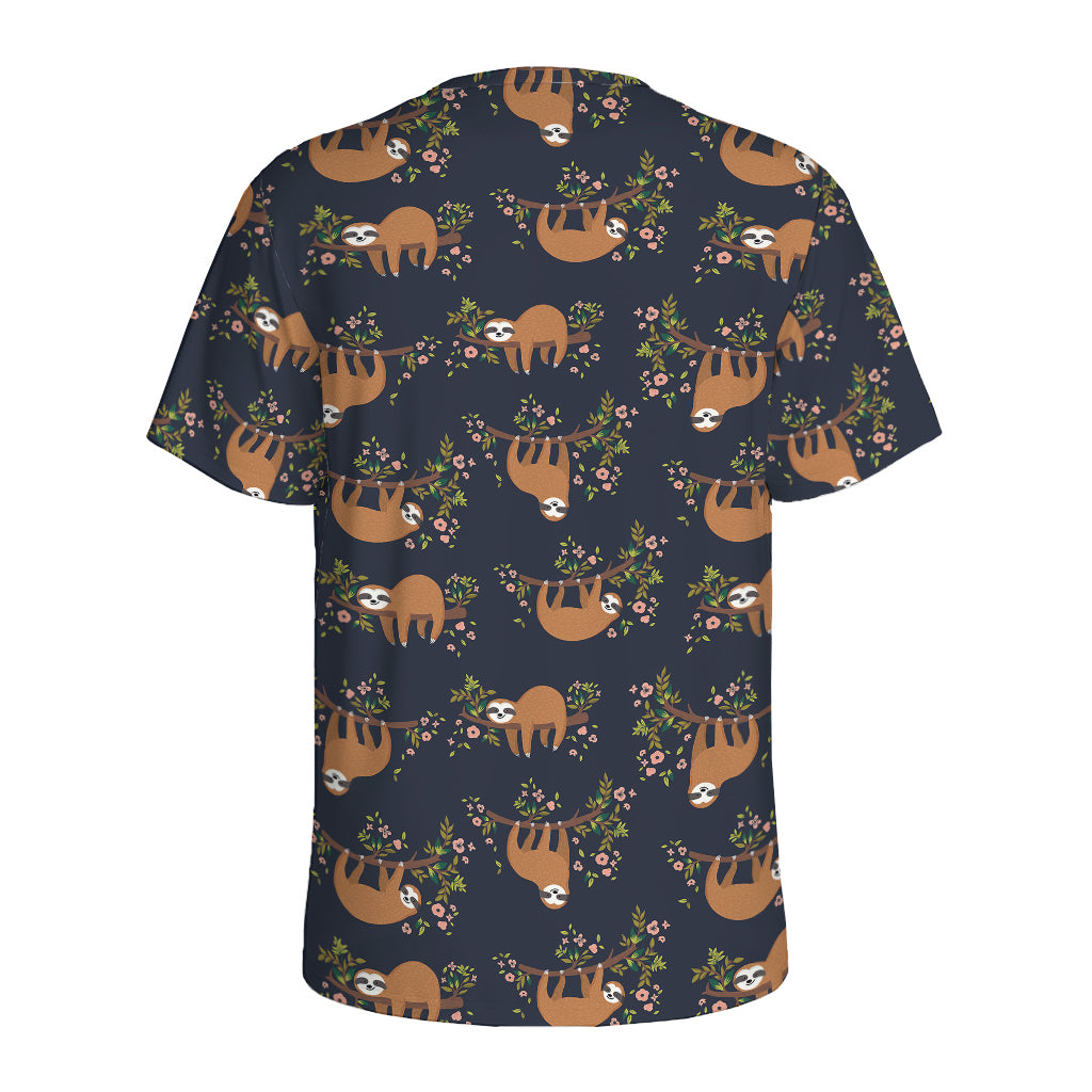 Cute Sloth Pattern Print Men's Sports T-Shirt