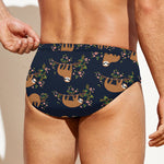 Cute Sloth Pattern Print Men's Swim Briefs