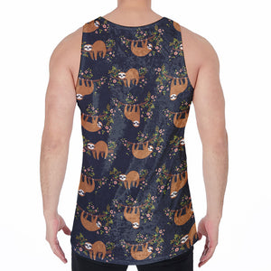 Cute Sloth Pattern Print Men's Velvet Tank Top