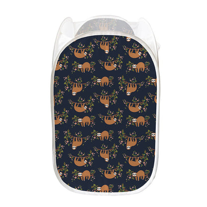 Cute Sloth Pattern Print Mesh Laundry Hamper