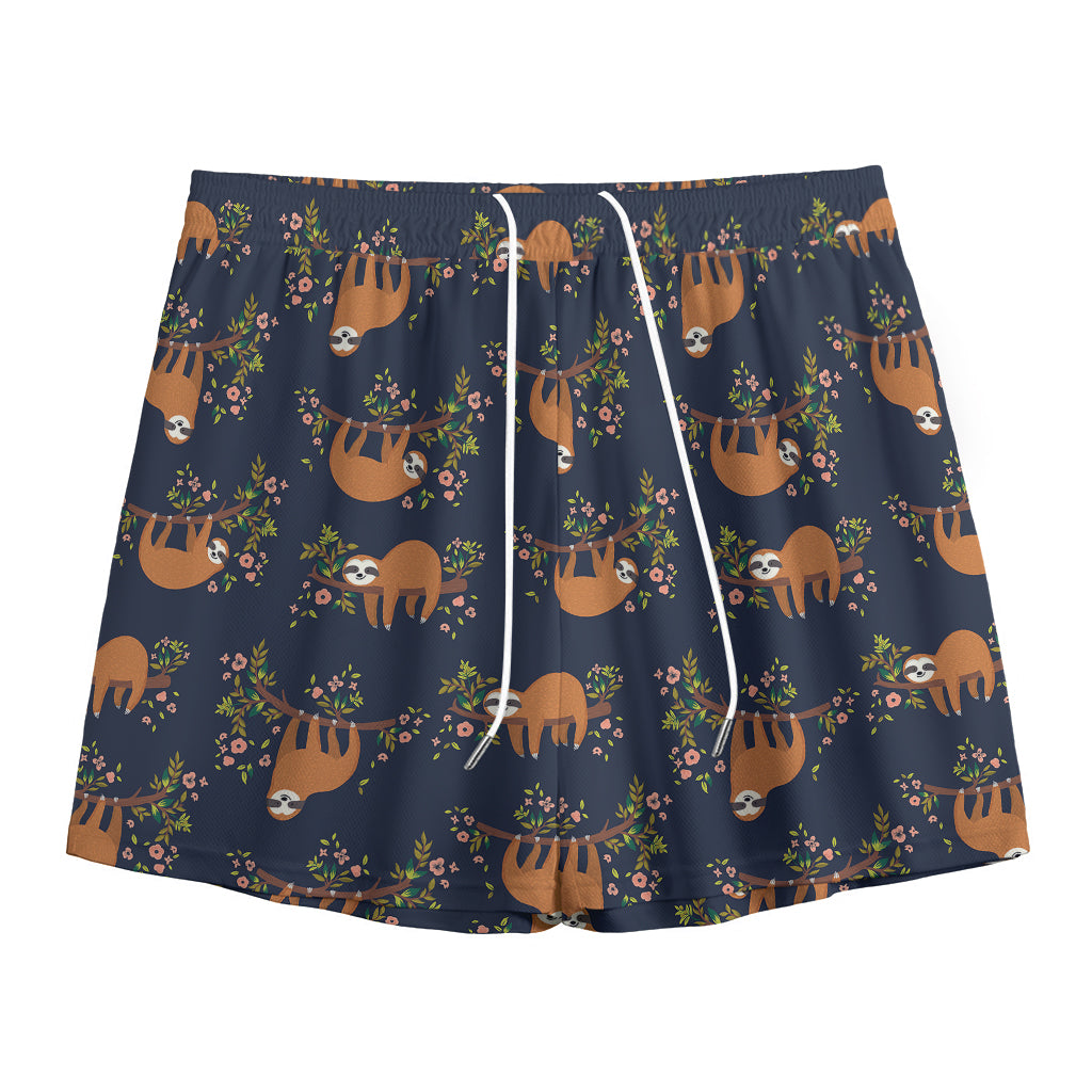 Cute Sloth Pattern Print Mesh Shorts