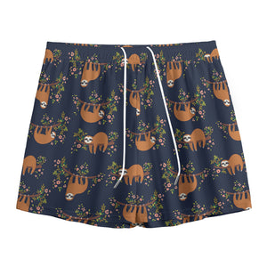 Cute Sloth Pattern Print Mesh Shorts