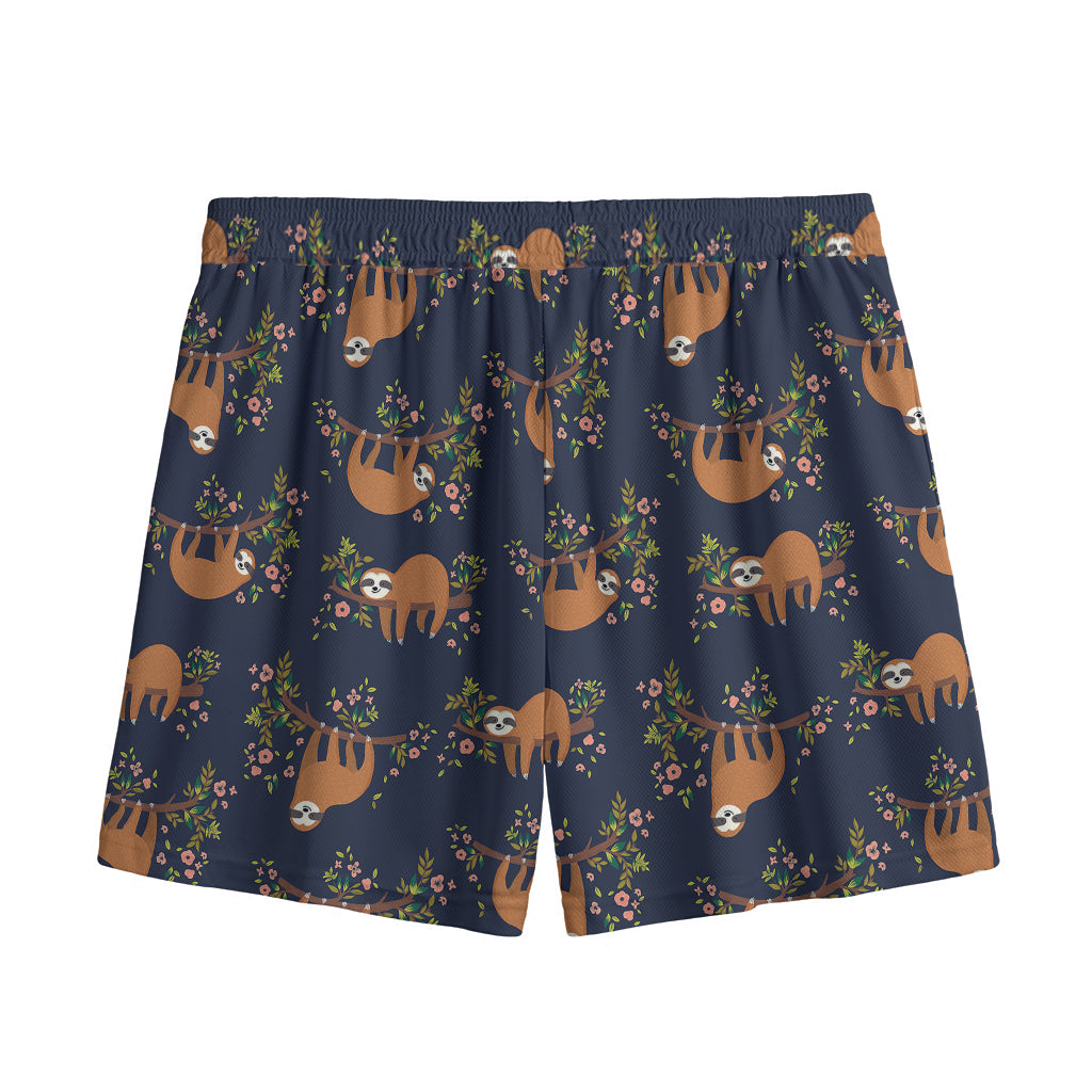 Cute Sloth Pattern Print Mesh Shorts