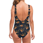 Cute Sloth Pattern Print One Piece Swimsuit