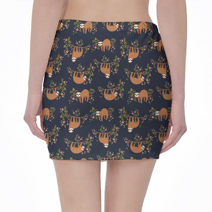Cute Sloth Pattern Print Pencil Mini Skirt