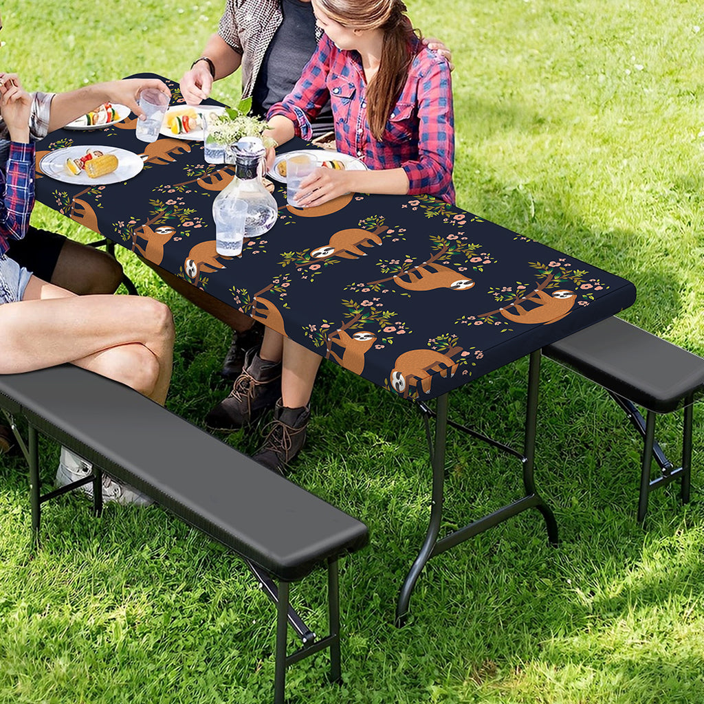 Cute Sloth Pattern Print Picnic Table Cover